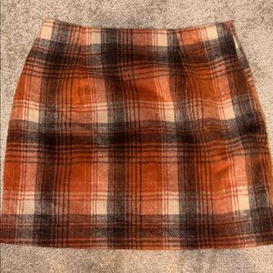 Chic Plaid Mini Skirt in Orange and Brown